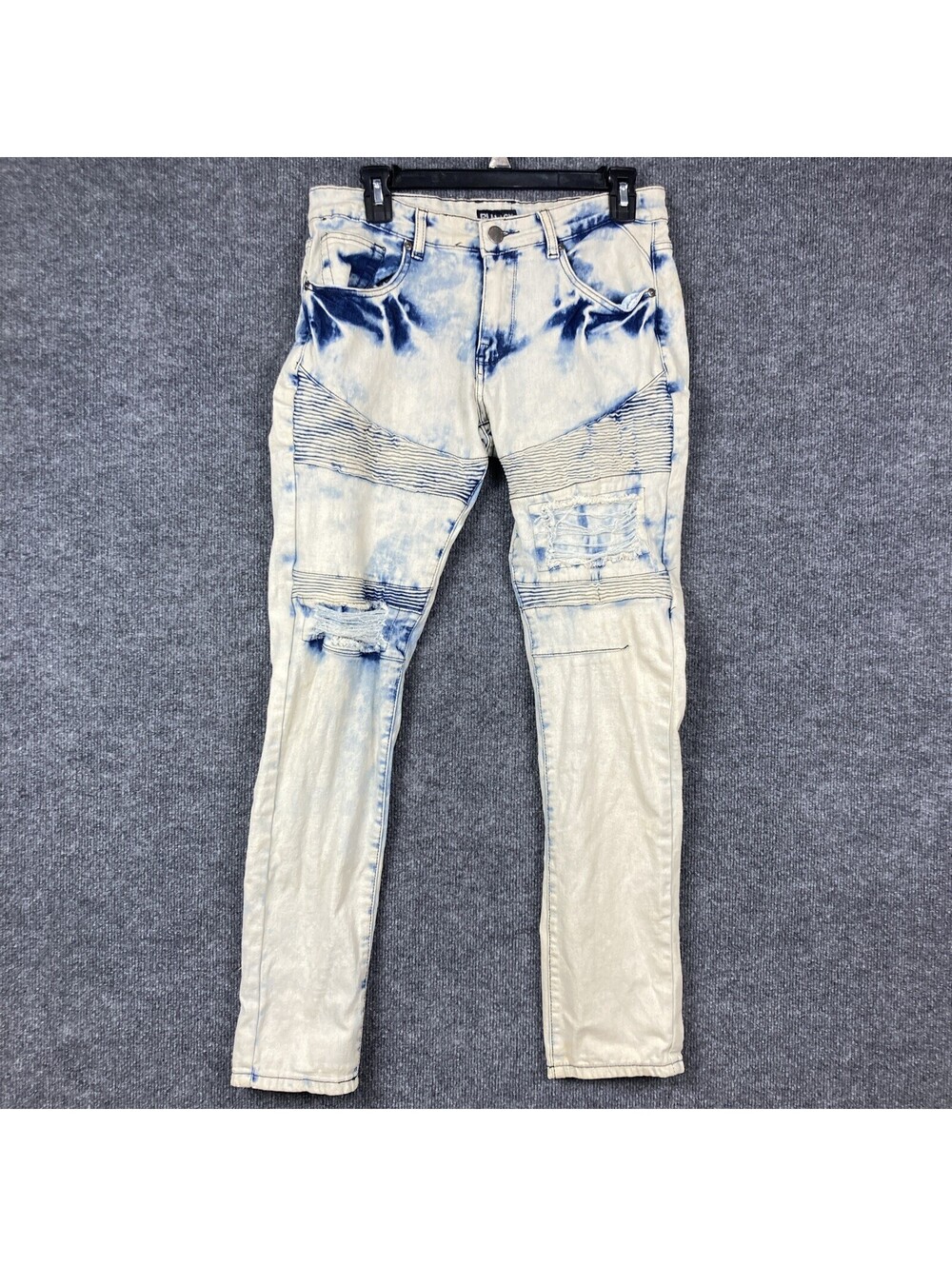 Black Premium Mens Tag Size 30 x 32 Distressed Acid Wash Skinny Flex Jeans